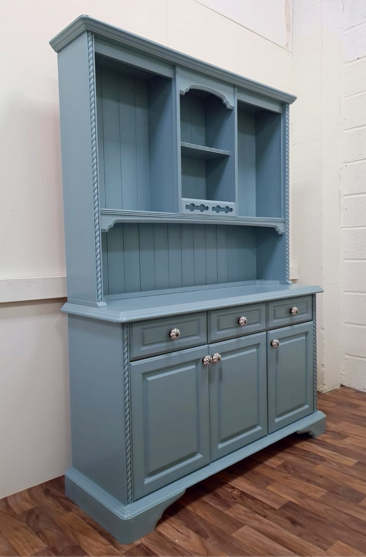 Blue Farmhouse Pine Dresser Display Cabinet - LRBinteriors