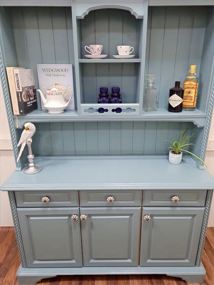 Blue Farmhouse Pine Dresser Display Cabinet - LRBinteriors