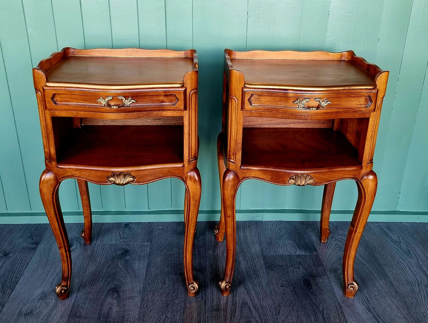 French Louis style pair bedside tables - LRBinteriors