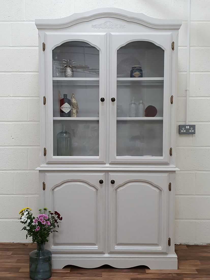 Grey Dresser Glass Display Cabinet - LRBinteriors