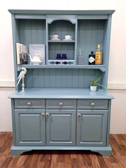 Blue Farmhouse Pine Dresser Display Cabinet - LRBinteriors