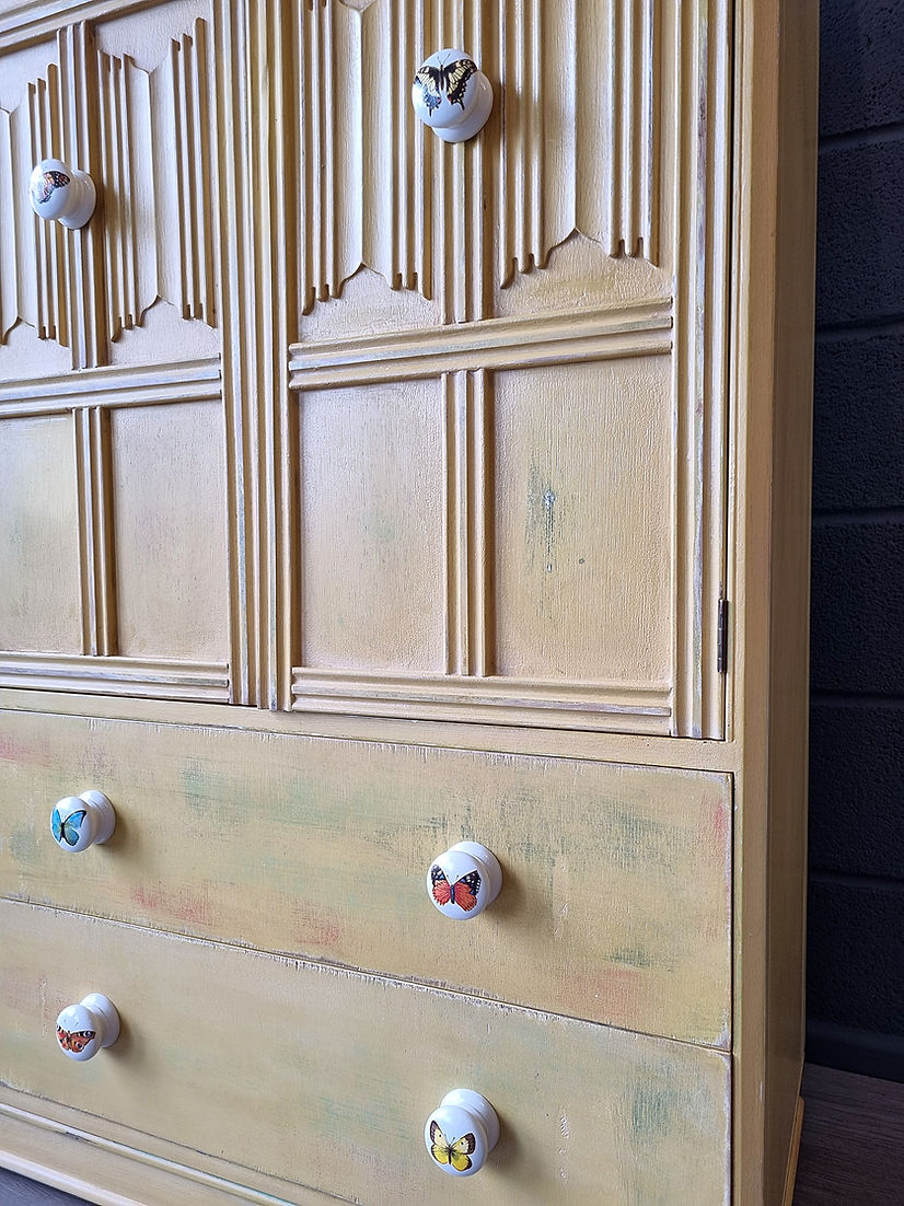 Vintage Yellow Housekeepers Cupboard Pantry Kitchen Dresser - LRBinteriors