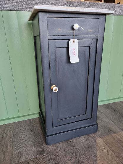 Marble Top Victorian Pine Bedside Cabinet - LRBinteriors