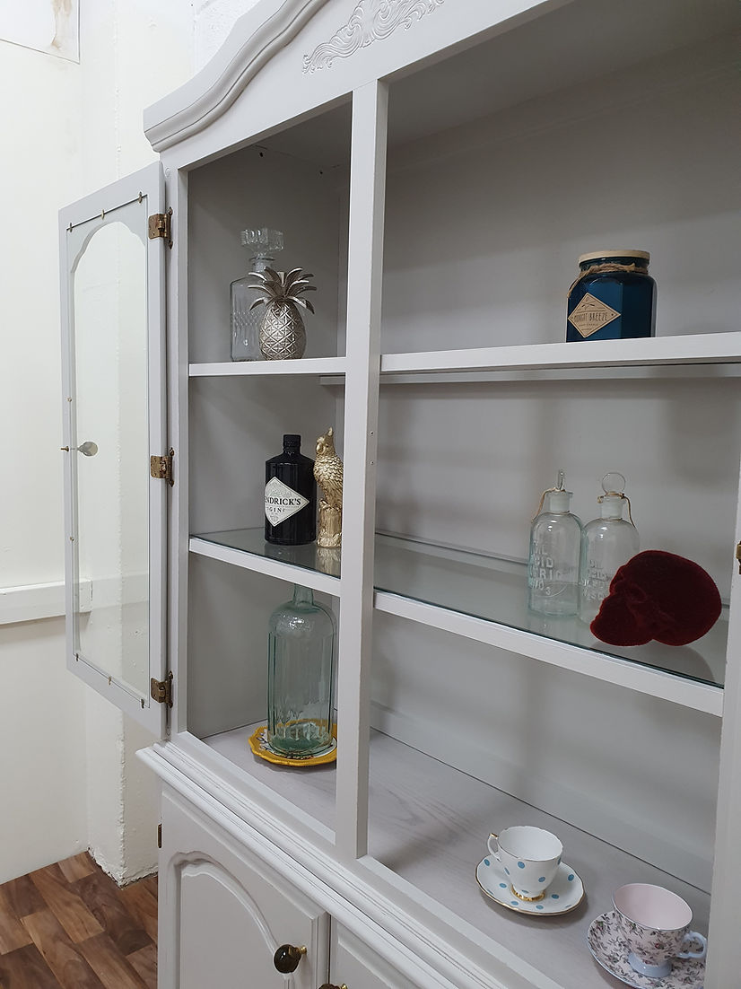 Grey Dresser Glass Display Cabinet - LRBinteriors