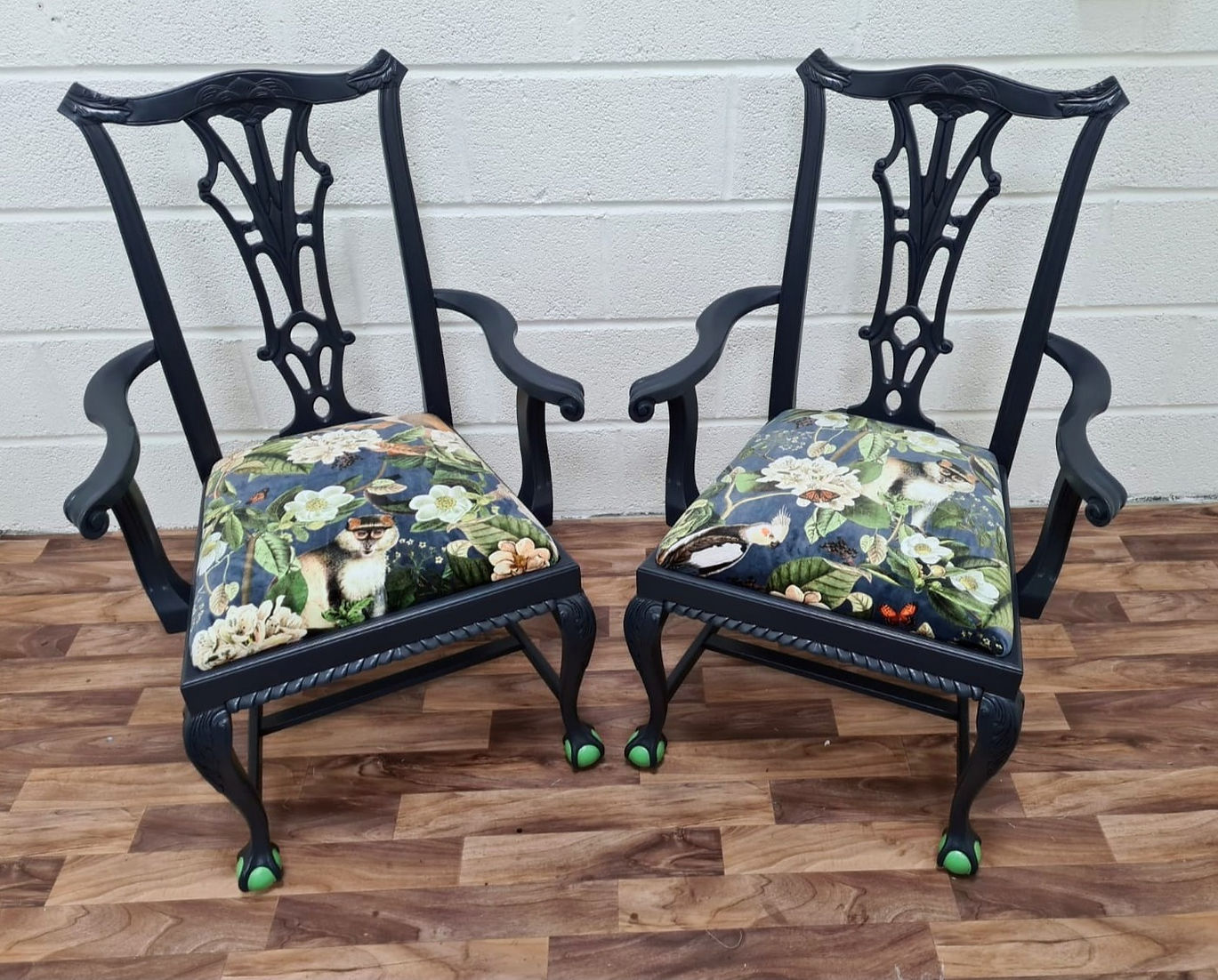 Pair Dining Carver Arm Chairs - LRBinteriors