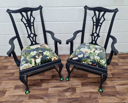 Pair Dining Carver Arm Chairs - LRBinteriors