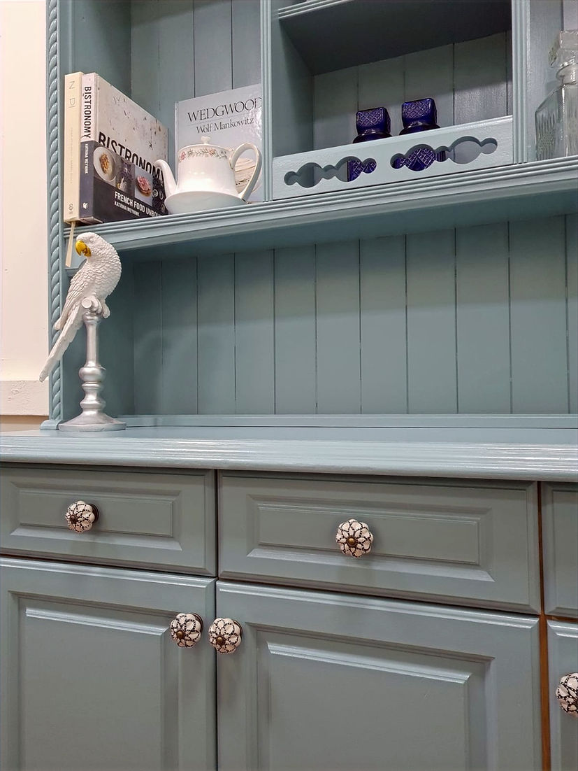 Blue Farmhouse Pine Dresser Display Cabinet - LRBinteriors