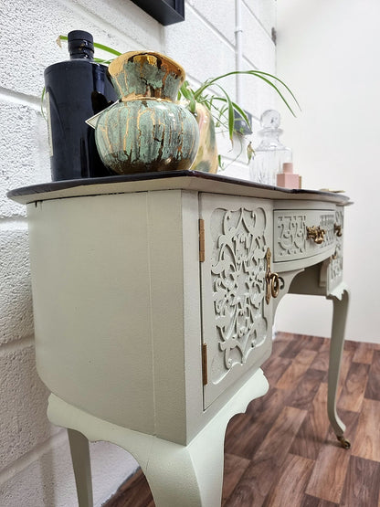 Art Nouveau Victorian Mahogany Desk Console Vanity Unit Dressing Table - LRBinteriors