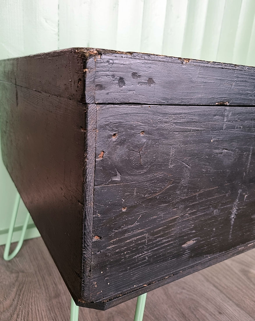 Antique Trunk Pine Chest Upcycled Coffee Table Hairpin Legs - LRBinteriors