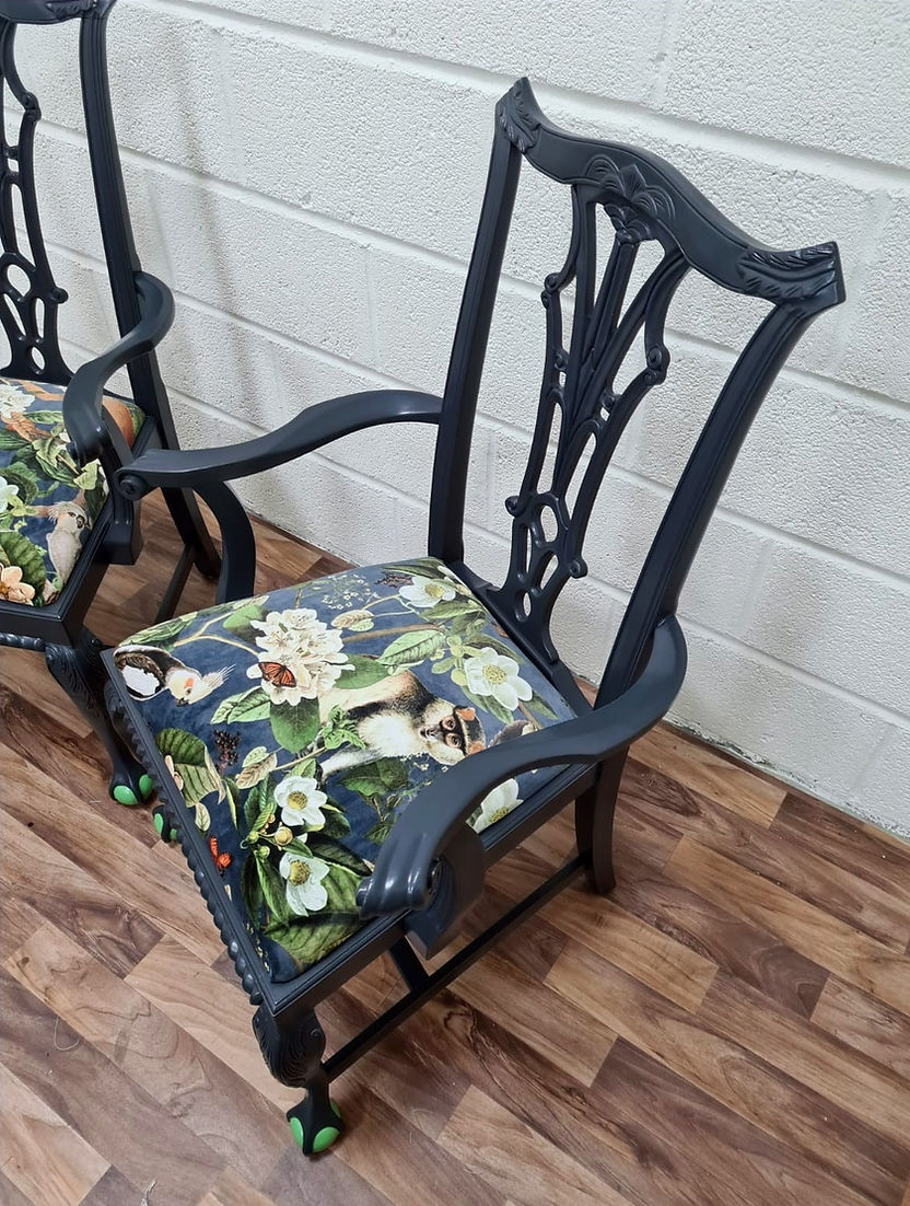 Pair Dining Carver Arm Chairs - LRBinteriors