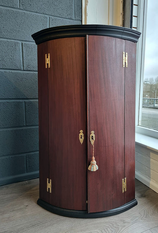 George III Corner Bow Fronted Wall Cupboard - LRBinteriors