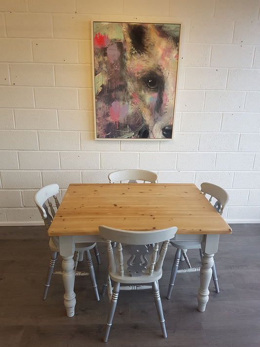 Kitchen Pine Table and Four Chairs - LRBinteriors