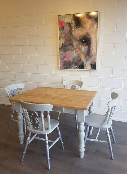 Kitchen Pine Table and Four Chairs - LRBinteriors