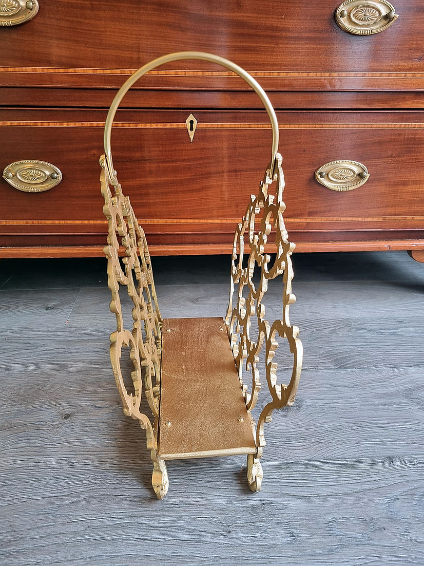 Vintage Rococo Magazine Rack Guilt Gold French - LRBinteriors