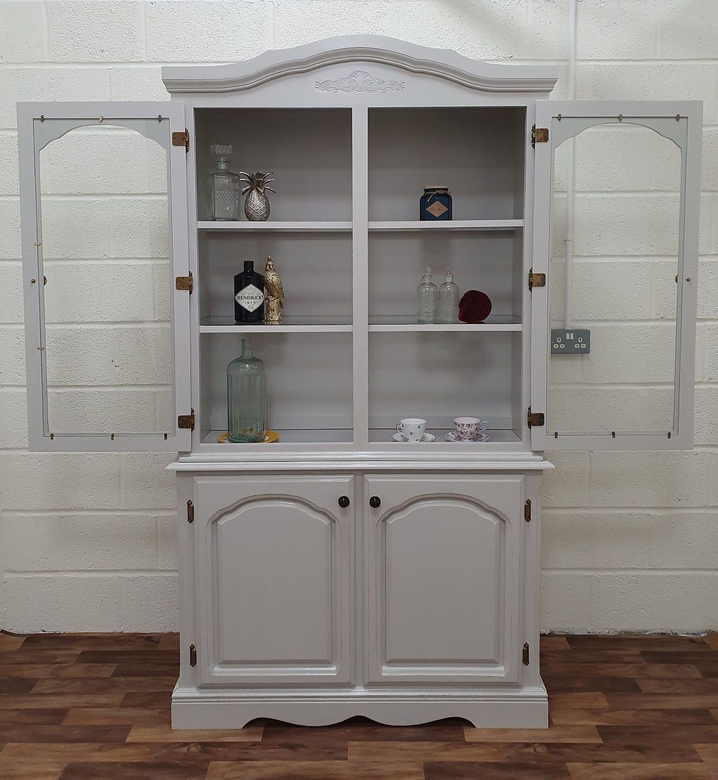 Grey Dresser Glass Display Cabinet - LRBinteriors