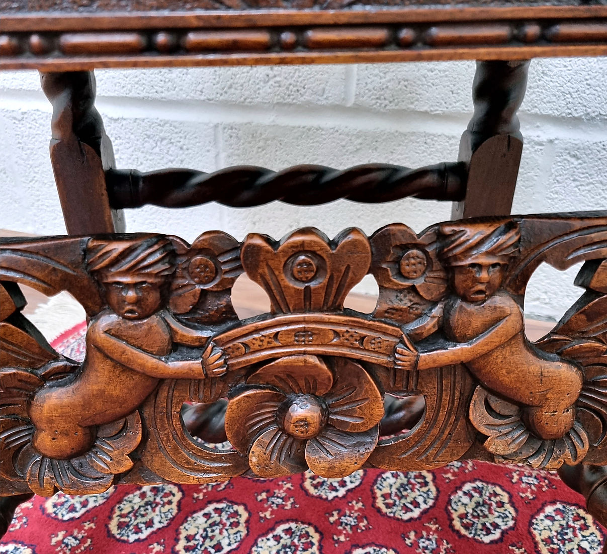 Victorian 19th Century Carved Oak Hall Chair Charles II Style - LRBinteriors