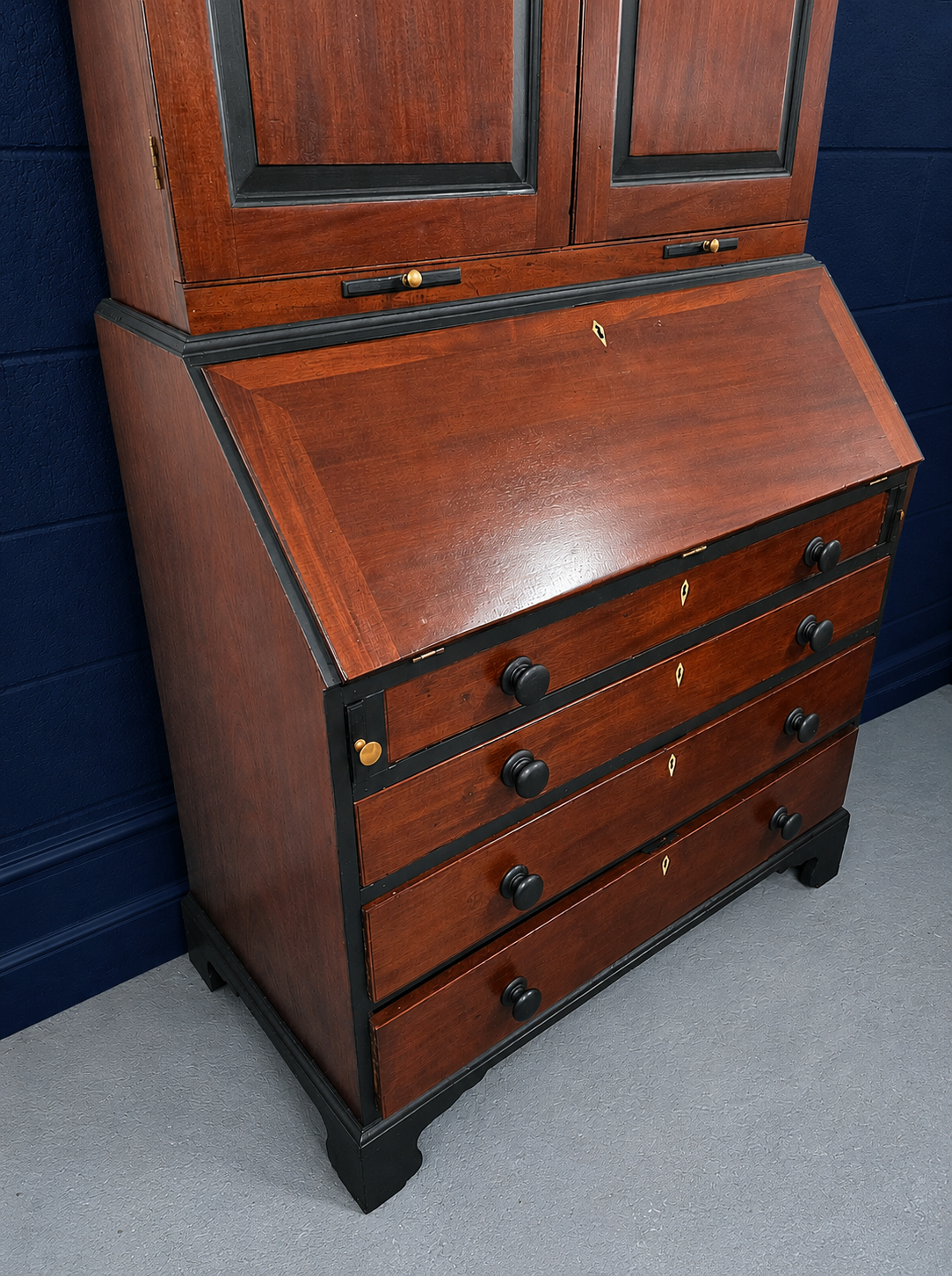 Antique Mahogany Georgian Writing Bureau Bookcase