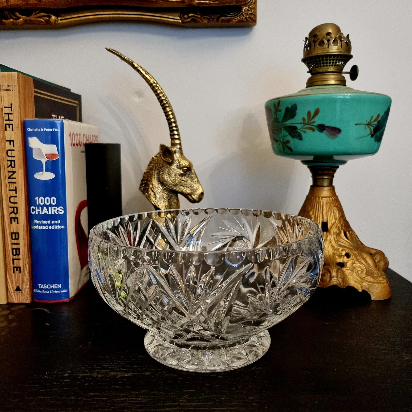 Crystal Cut Lead Glass Pinwheel Fruit Bowl