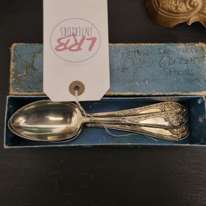 Silver Plated Cutlery Dessert Spoons Boxed